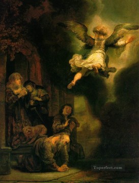  Rembrandt Pintura - El arcángel abandona la familia de Tobías Rembrandt